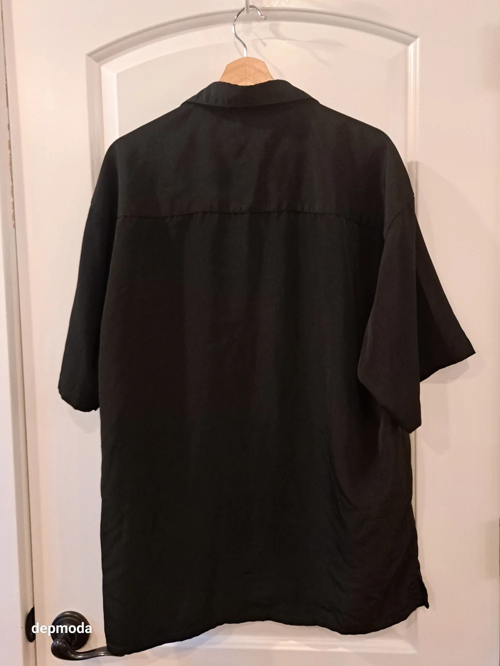 Amplify Black Short-Sleeve Casual Button-Down Shirt with Contrast Stitch Size L